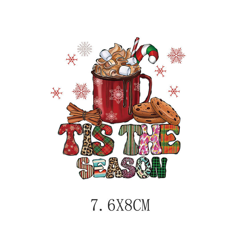 Wholesale  5pcs/pack   Children' s Cartoon Christmas Heat Transfer Stickers   UV DTF Ready to Press Transfers Wraps