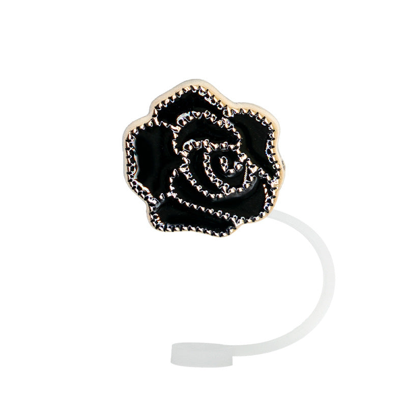 Wholesale 10pcs/packAcrylic Straw Cap Dust Plug Imitation Metal Shell