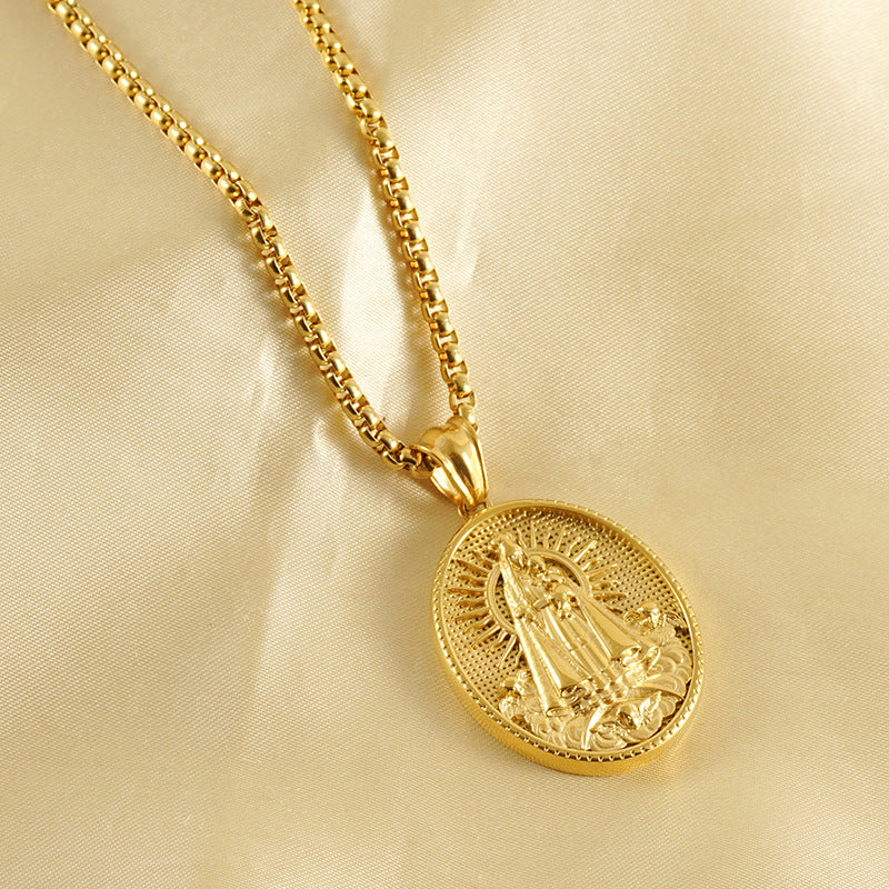 Wholesale Stainless Steel 18K Gold-plated Virgin Mary Vintage Necklace