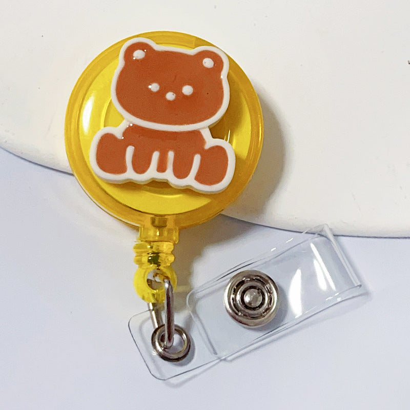 Wholesale Badge Clip Telescopic Easy Pull Anti-lost Device Sunflower Smiley Round Keychains