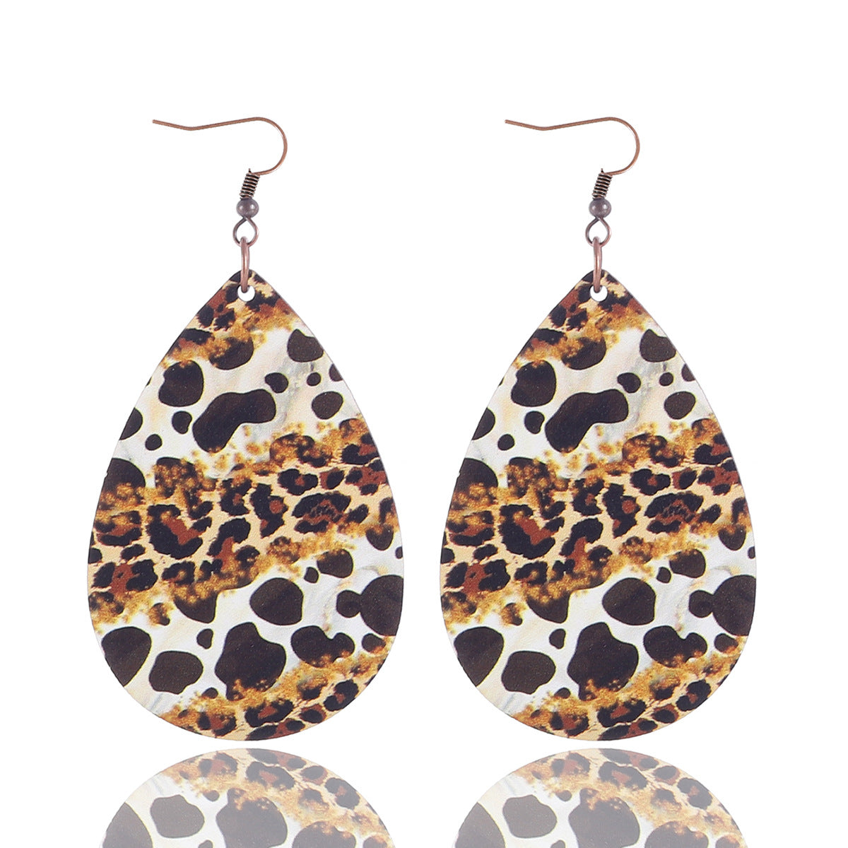 Pendientes de madera de vaca de girasol de forma de lágrima de lágrima al por mayor