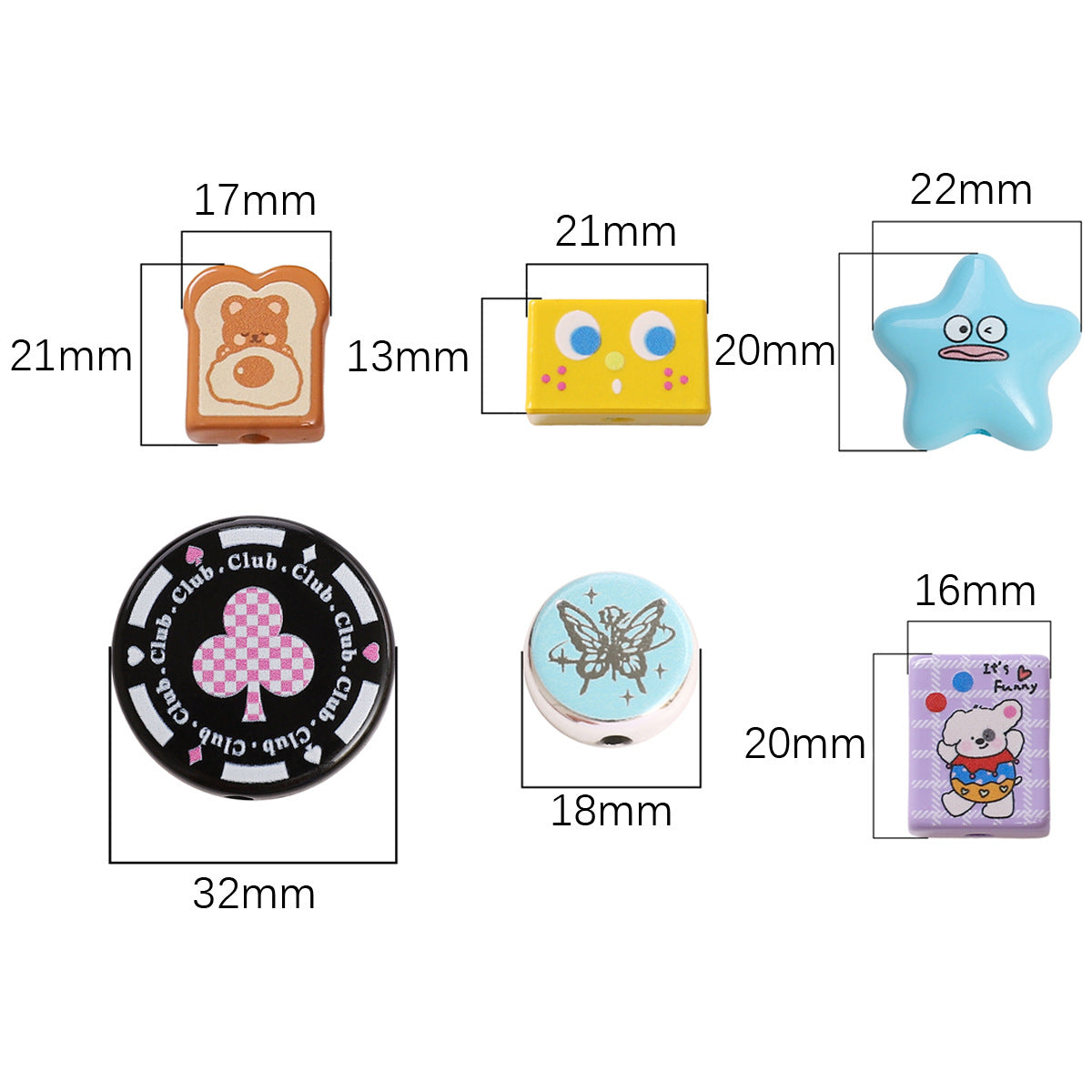 Wholesale  Printed Beads Cartoon Beaded Handmade DIY  Acrylic Beads