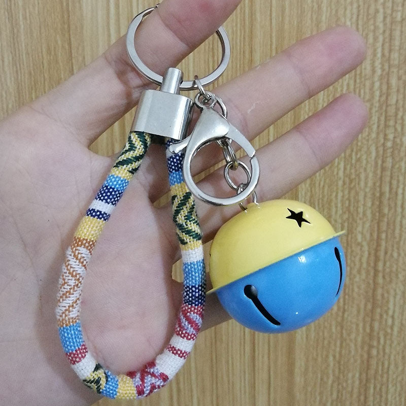 Wholesale Random 20pcs Colorful Ethnic Style Two-color Bell Fabric Keychain
