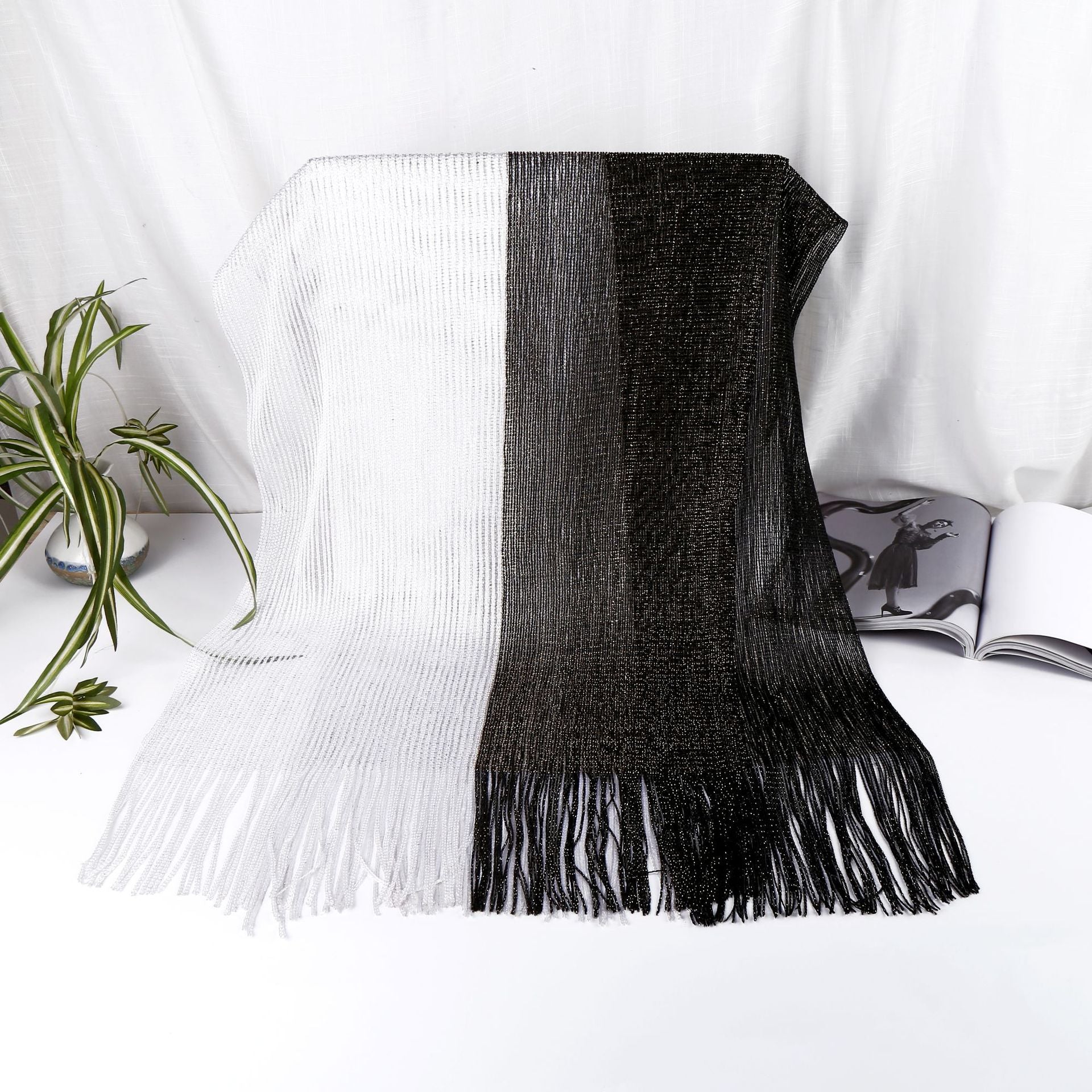 Wholesale 10PCS Carnival Polyester Bright Silk Striped Fringe Scarf