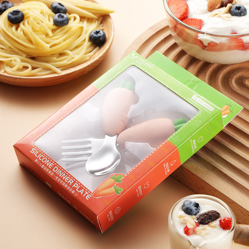 Wholesale Cartoon Silicone Baby Spoon for Learning To Eat and Training with Short Handle