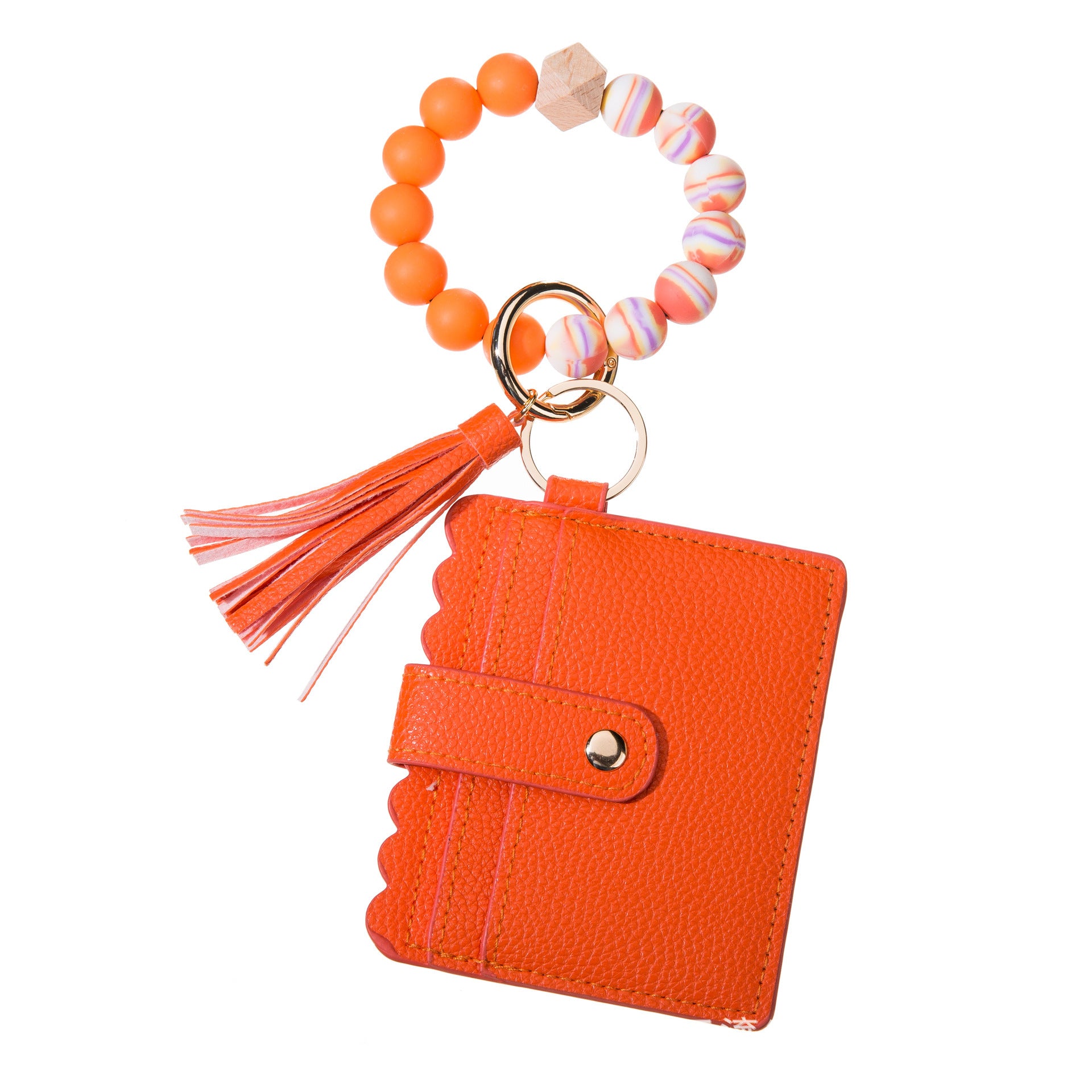 Wholesale Card Holder Colorful Silicone Beaded Wrist Keychain
