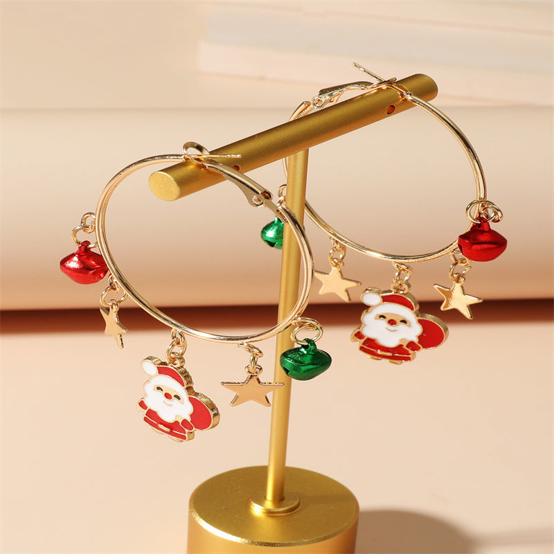 Wholesale Christmas Lovely Santa Claus Zinc Alloy Earrings