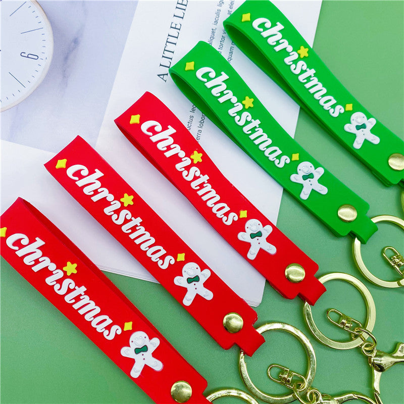 Llavero de cuerda de cuero de Navidad de 10pcs al por mayor de PVC