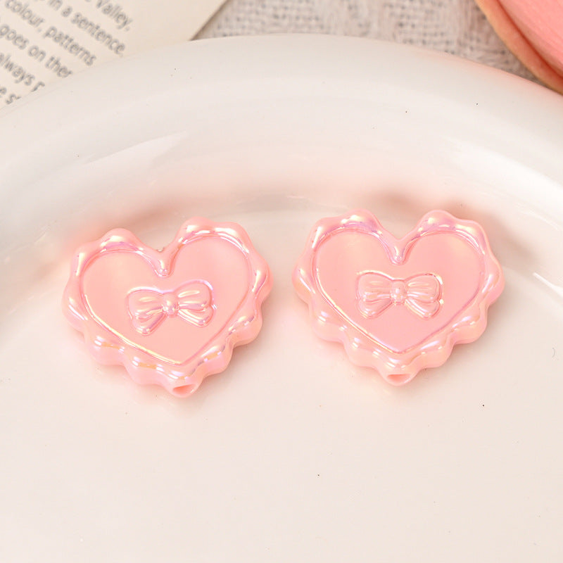 Wholesale  5pcs/pack  Heart-shaped beaded bow   Acrylic Beads