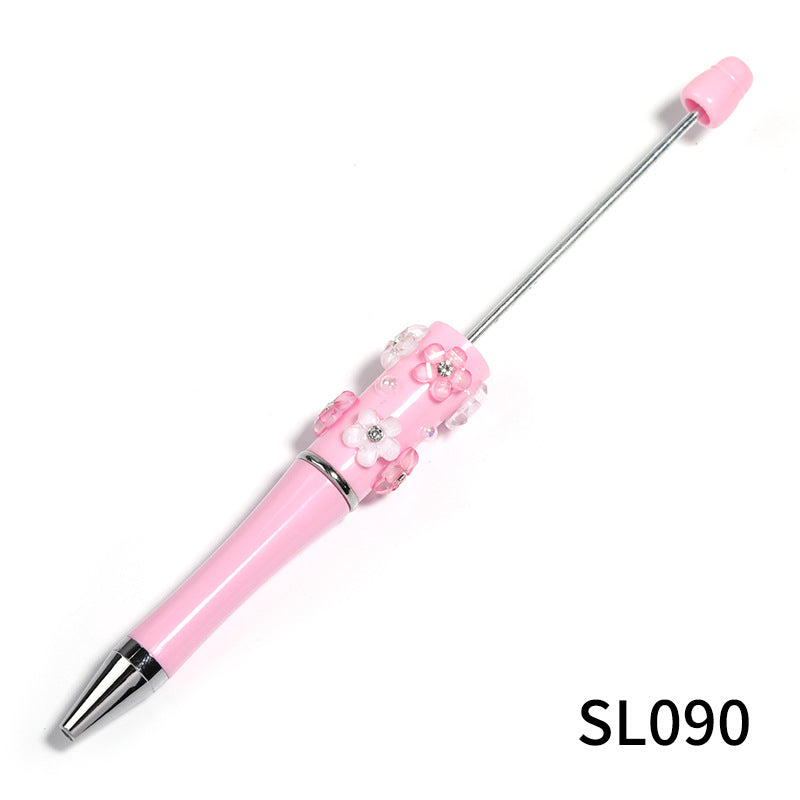 Wholesale Beadable Pens 10pcs Heavy Duty Diy Diamond Five Petal Flower Bead Ballpoint Pen