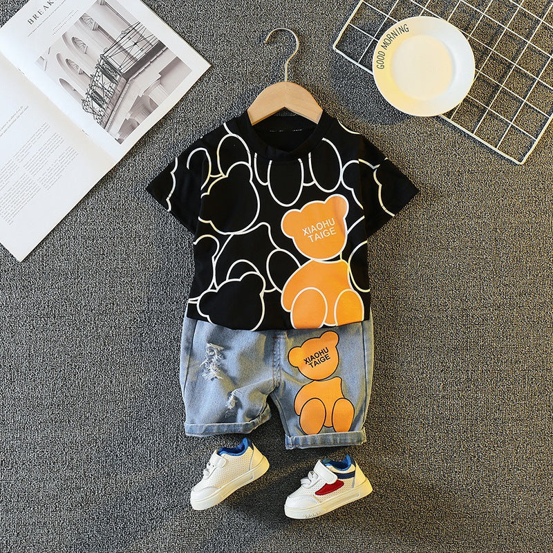 Wholesale Baby Cotton Round Neck T-shirt and Shorts Set