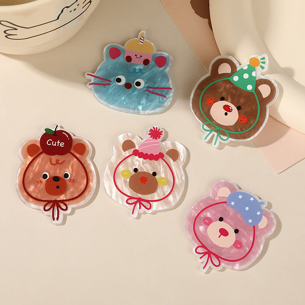 Wholesale 10pcs Cartoon Birthday Hat Bear Sweet Acrylic Patch