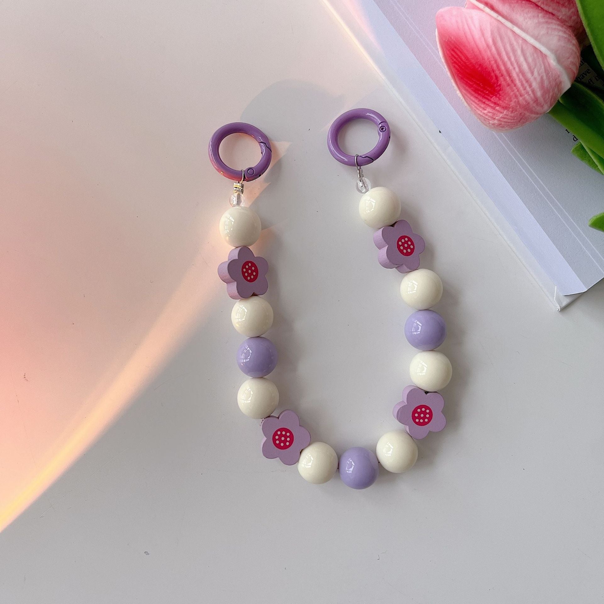 Cadena de telefonía móvil de flores de madera al por mayor