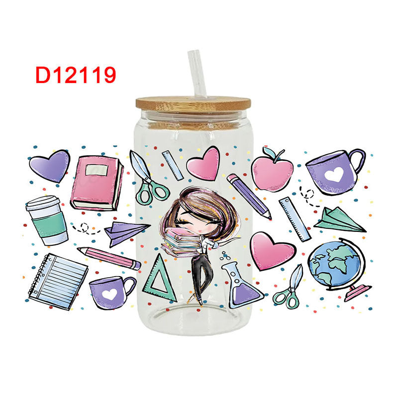 Wholesale Colorful Teacher's Day Series  16oz Cup UV DTF Wraps
