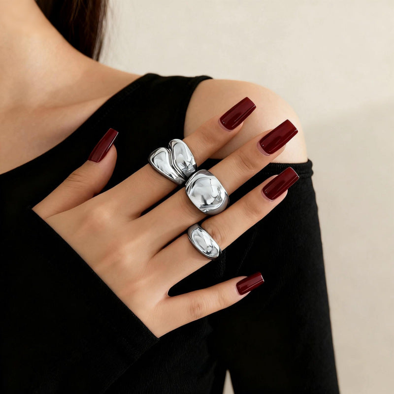 Wholesale Geometric Retro Irregular Diamond Set Ring Set