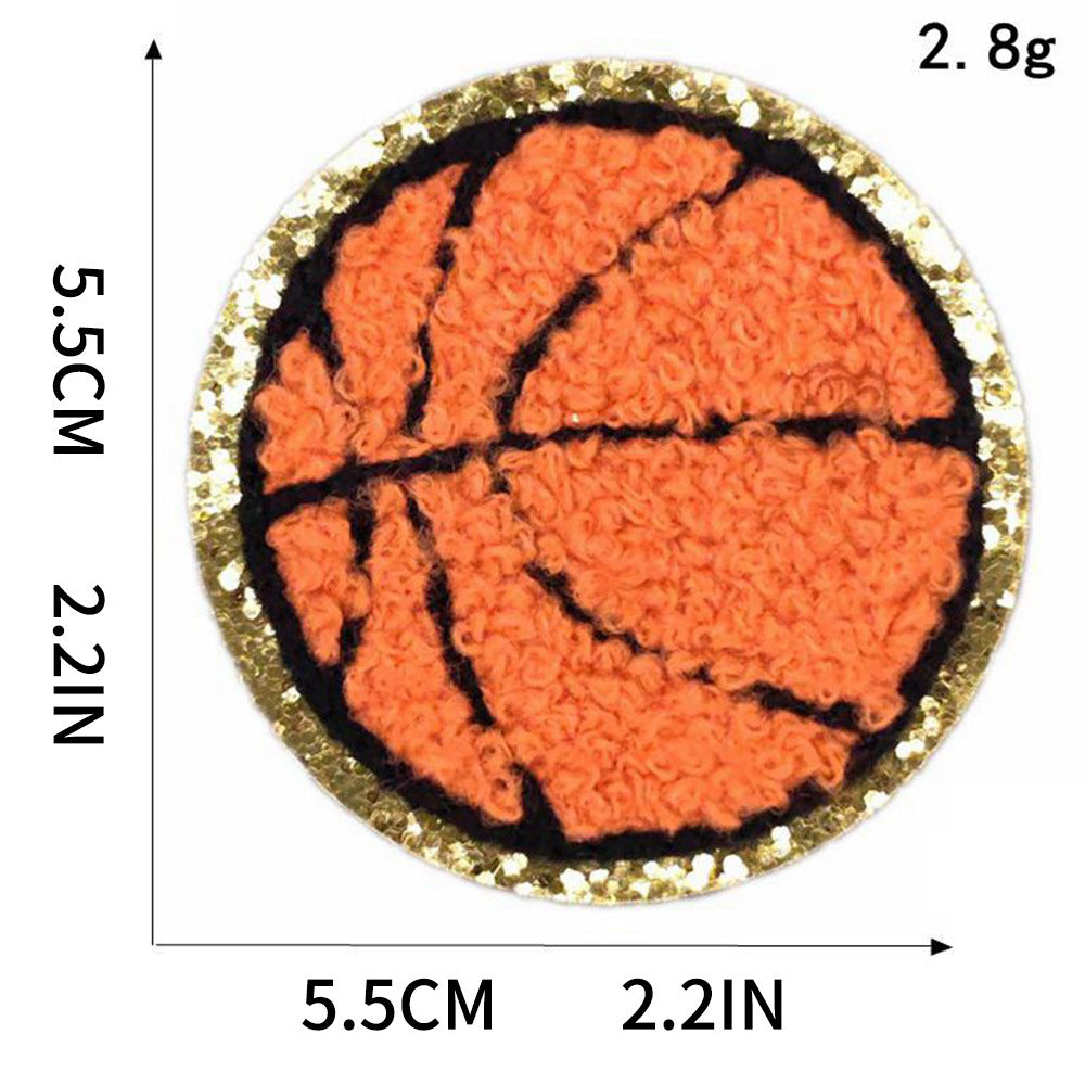 Wholesale Love Basketball Theme Patch Gold Edge Embroidered Iron On DIY Accessory For ets