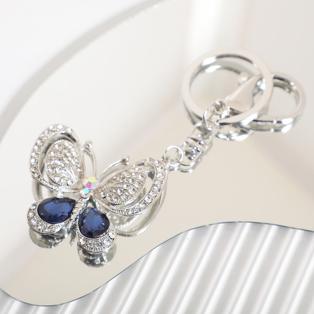 Wholesale Colorful diamond studded butterfly metal keychain