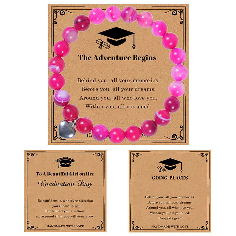 Wholesale Natural Agate Crystal Stone Beaded Heart Pendant Bracelet