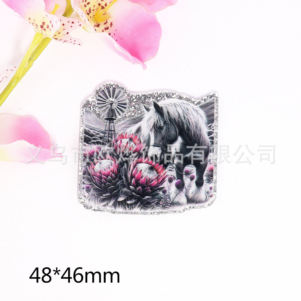 Wholesale  10pcs  New loose powder cartoon cute calf pony bag accessories acrylic cute DIY patch accessories