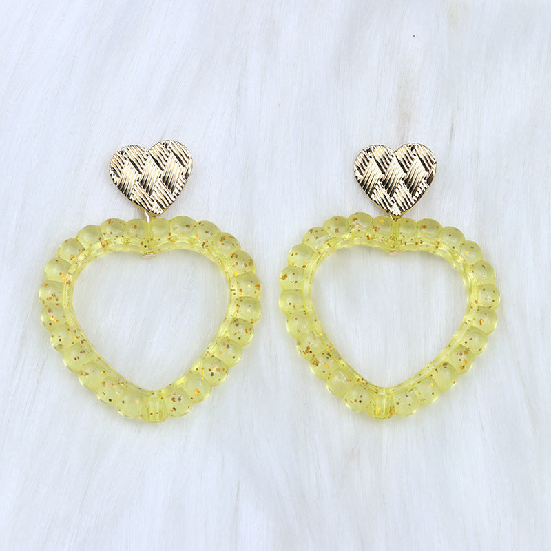 Wholesale Valentine's Day Heart Hollow Acrylic Earrings