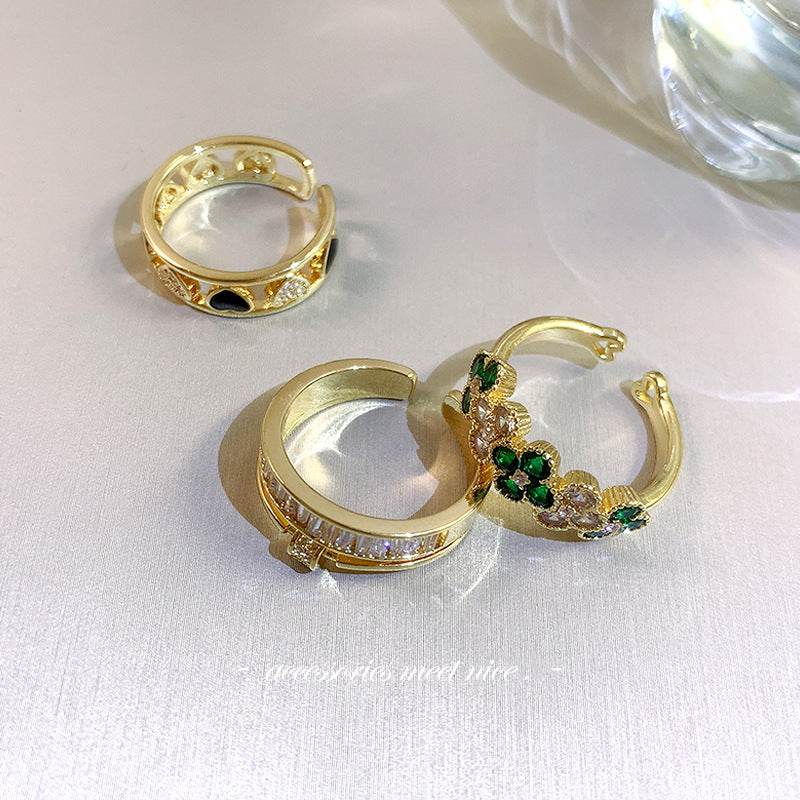 Wholesale Alloy Micro Diamond Pearl Open Ring