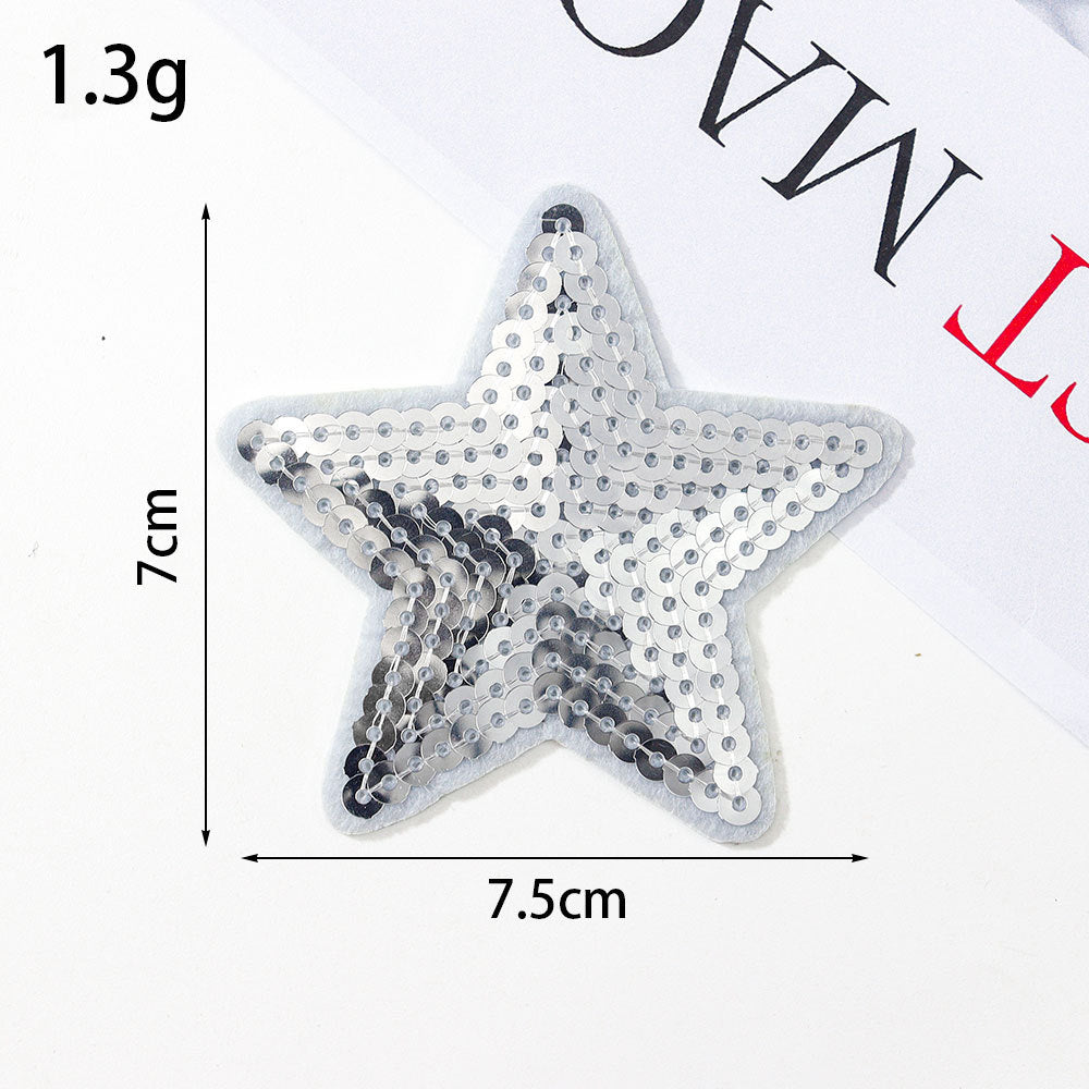 Wholesale Glitter sequined fabric patches,  multi-colored star DIY Patches