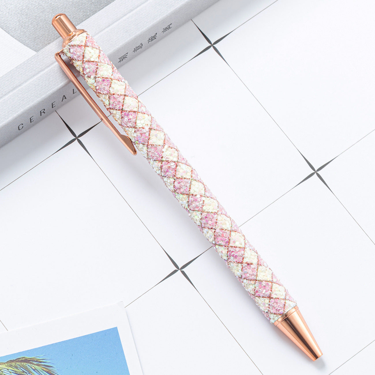 Wholesale 2pcs Metal Pen Glitter Cute Cartoon Multicolor Sequin Ballpoint Pen