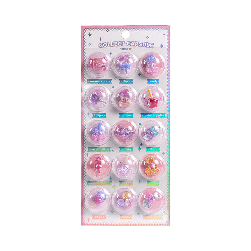 Wholesale Capsule Creative Illustrations Embossed Crystal 3D Stickers