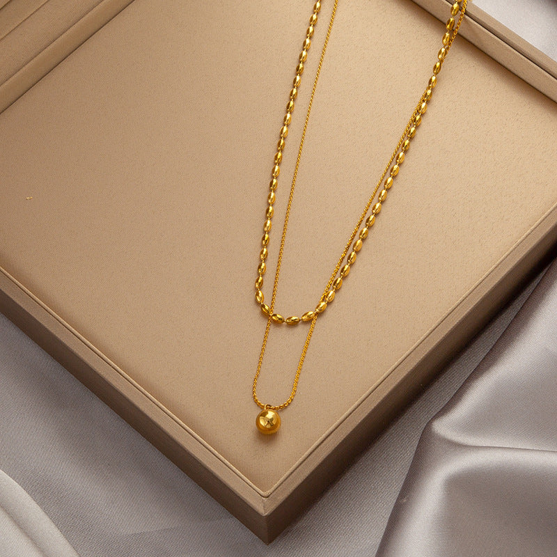 Wholesale  Accessible Luxury Niche Emerald Titanium Steel Necklace Women' s Ins Style