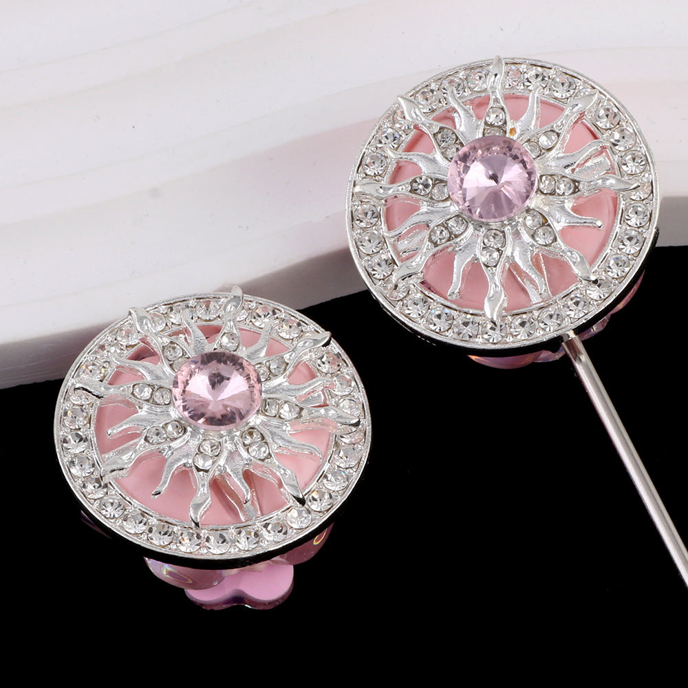 Wholesale 2pcs/pack DIY New Diamond Rotating Snow  Alloy Clay Straight Hole Beads Accessories