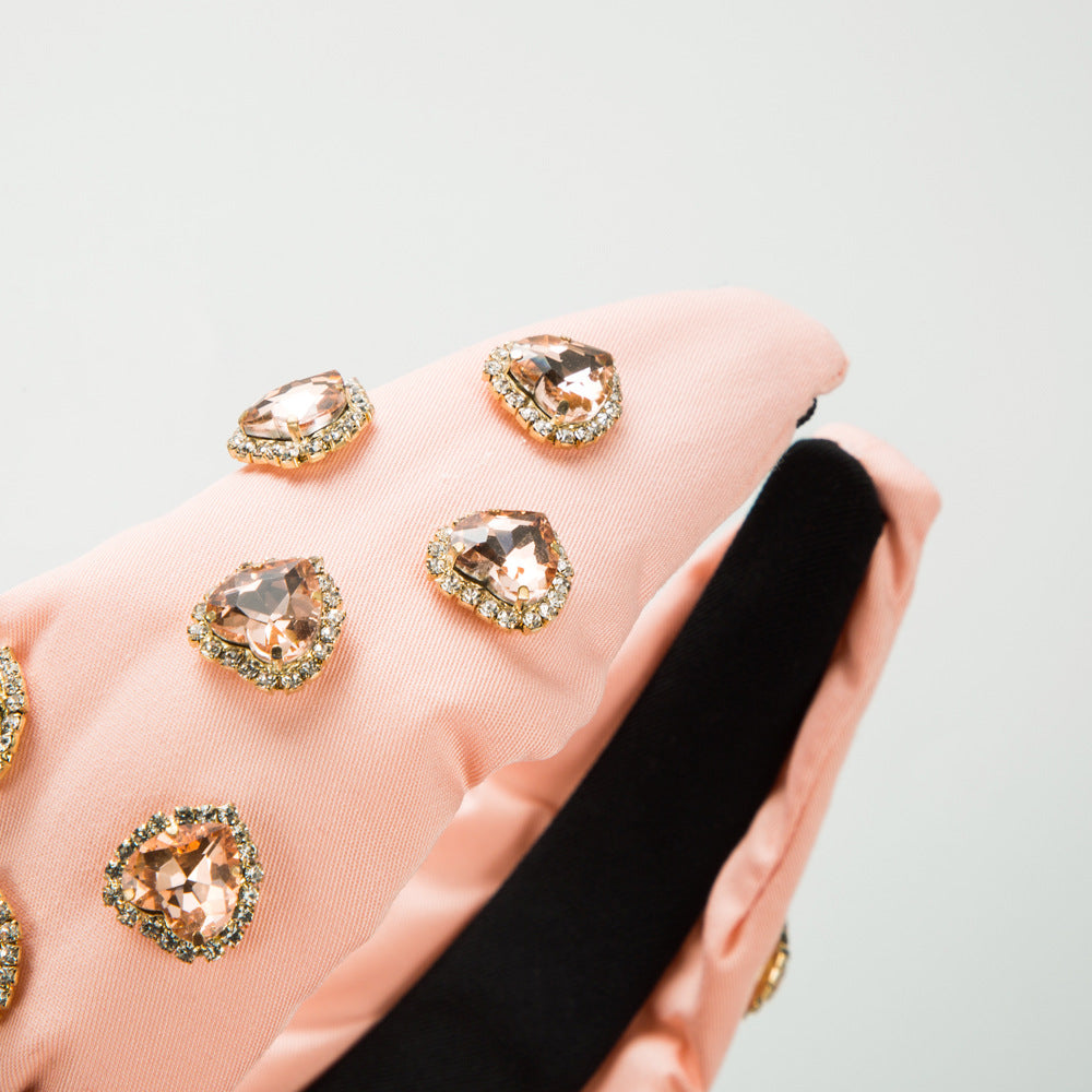 Wholesale Valentine's Day Pink Love Glass Diamond High Skull Headband