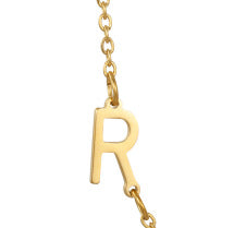 Wholesale 26 Alphabet Gold Up and Down Hole Stainless Steel Necklace