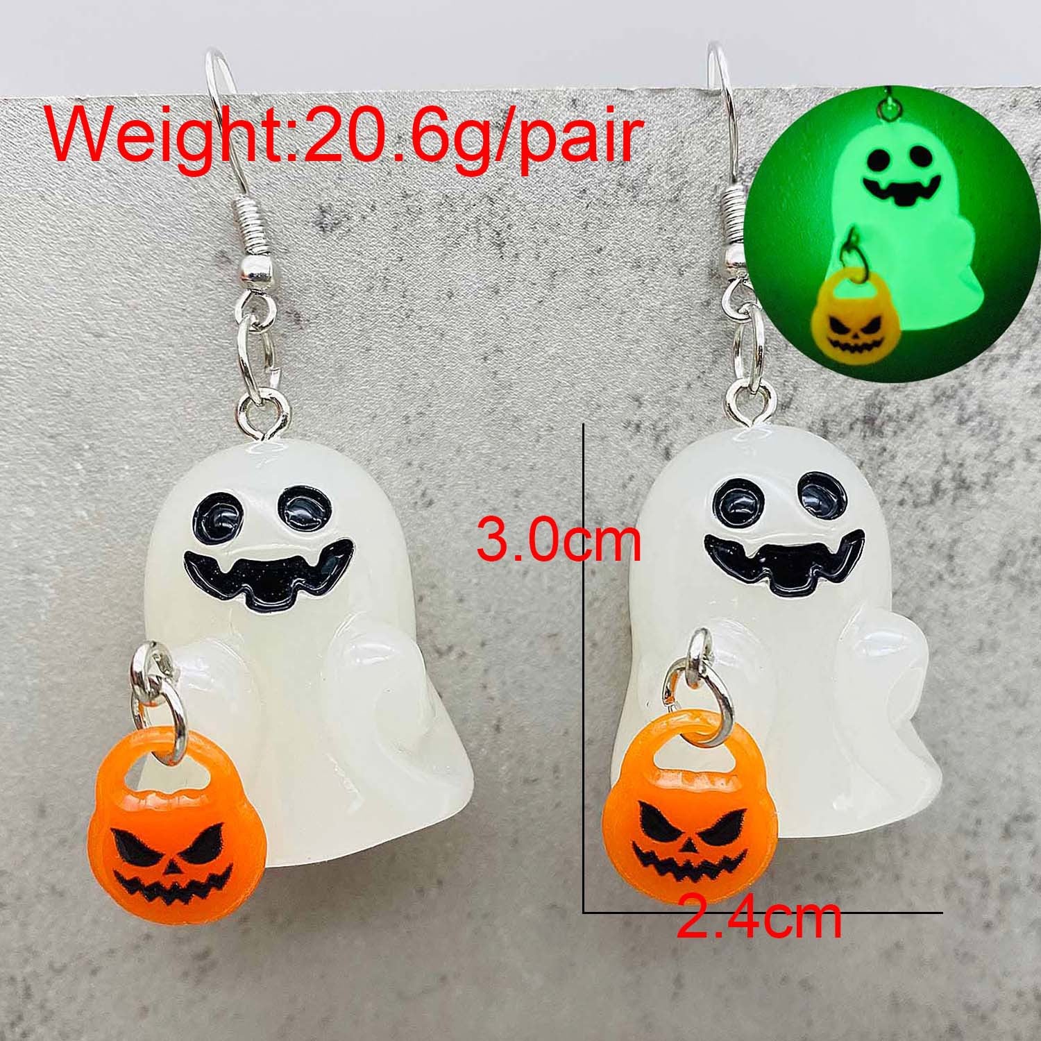 Wholesale 3D Night Light Ghost Pumpkin Corn Candy Halloween Earrings