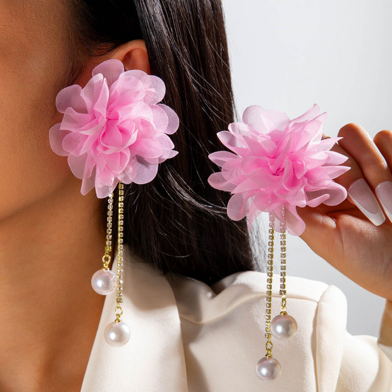 Wholesale Fabric colorful flower earrings