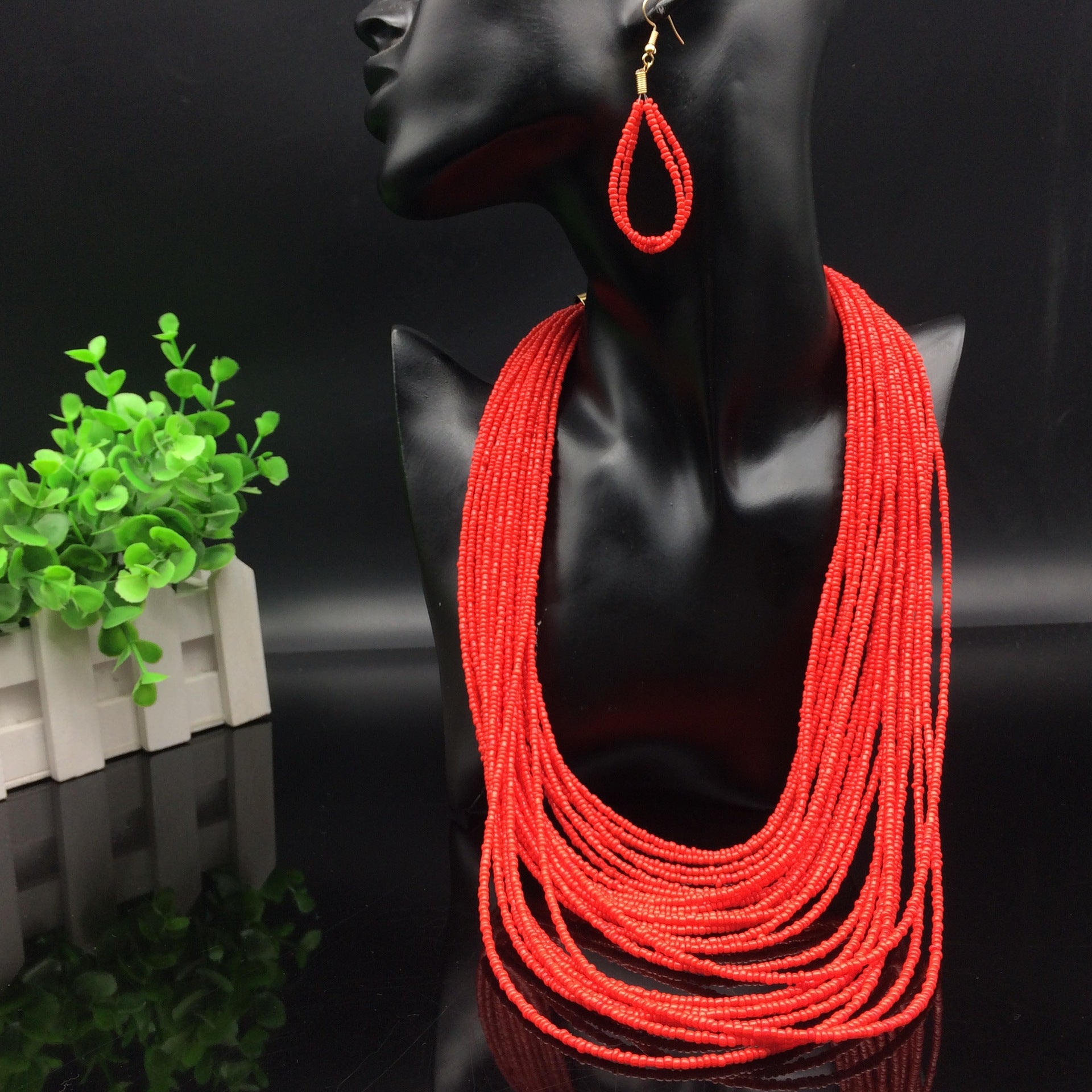 Wholesale Ethnic Style Long Acrylic Beads Earrings Necklace