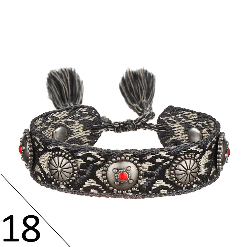 Wholesale Creative Rivet Alloy Woven Bracelets