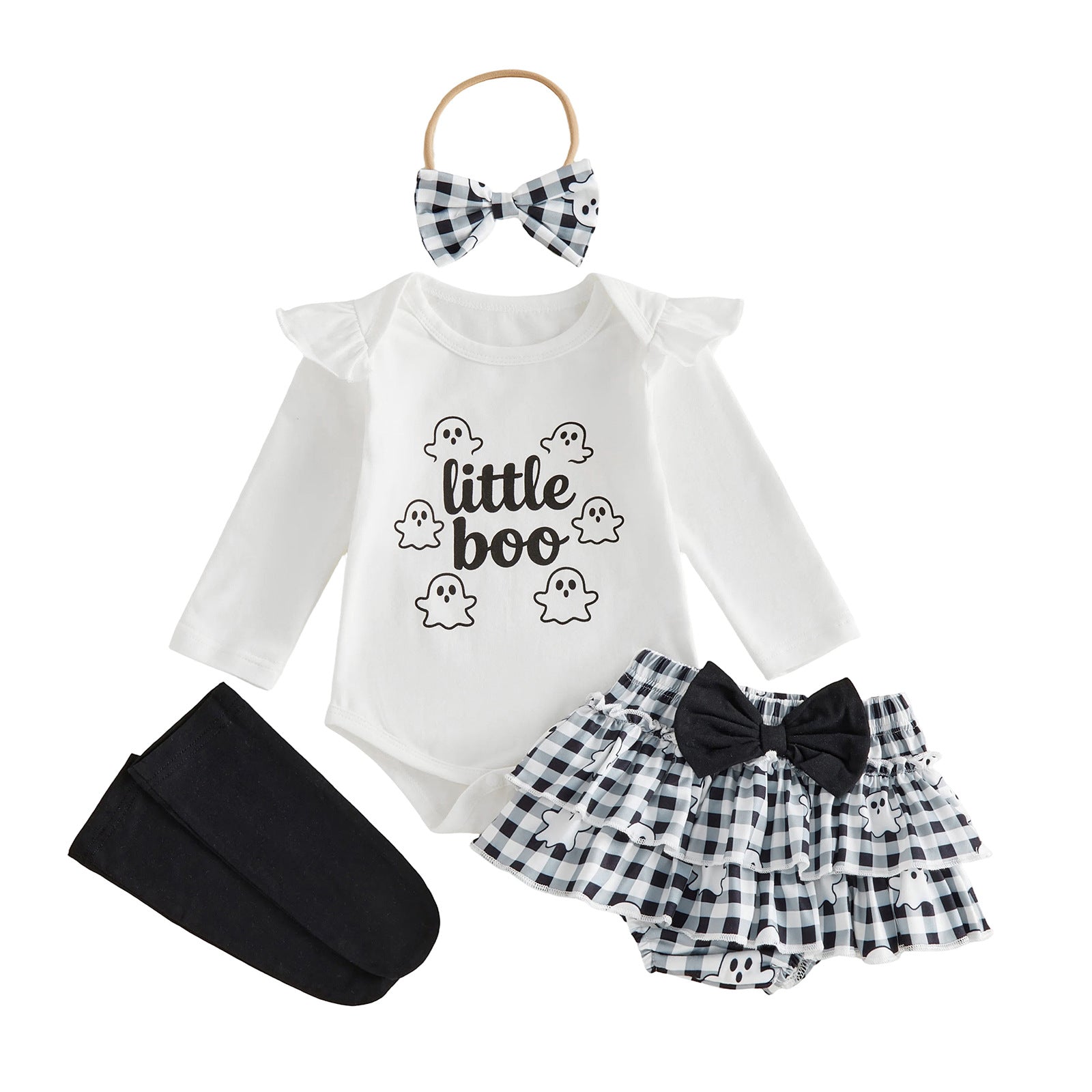 Wholesale  3 Piece Outfit Set Long Sleeve Pumpkin Bat Pattern Romper With Pants And Headband Cute Party Outfit For Ages 1 3