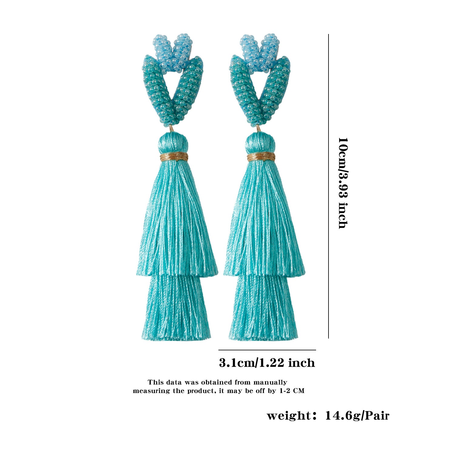 Wholesale Valentine's Day Peach Heart Rice Beads Tassel Earrings