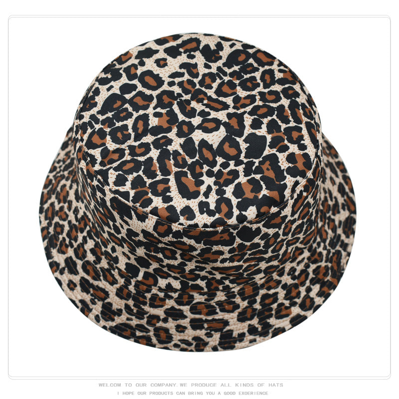 Wholesale Fashion Leopard Pattern Retro Simple Double Sided Pot Hat Spring and Autumn Outdoor Leisure Street Soft Brimmed Letter Embroidered Sunscreen Fisherman's Hat