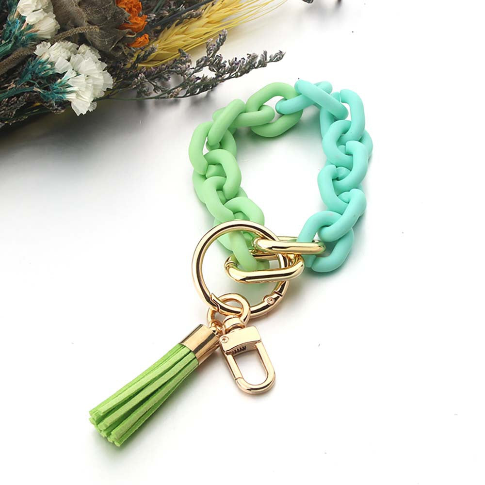 Wholesale Colorful PU Tassel Acrylic Wrist Keychain