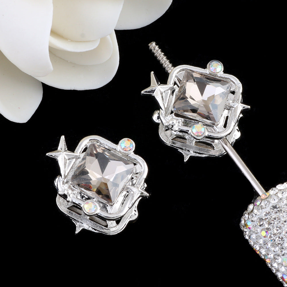 Wholesale 10pcs Double sided alloy colored star square straight hole beads