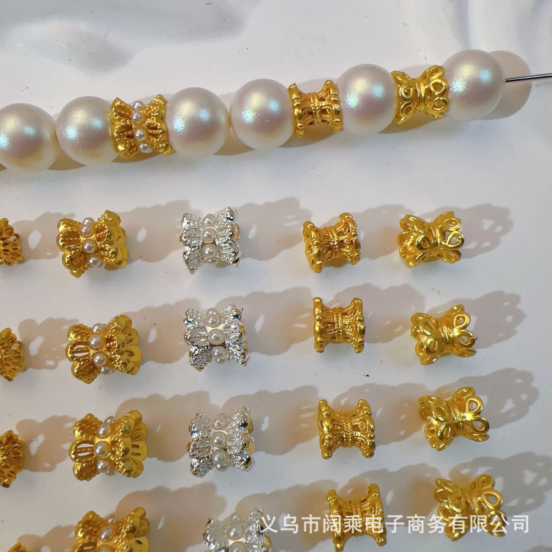 Wholesale 20pcs Ancient-plated hollowed-out small waisted golden double-sided torus spacer Beads