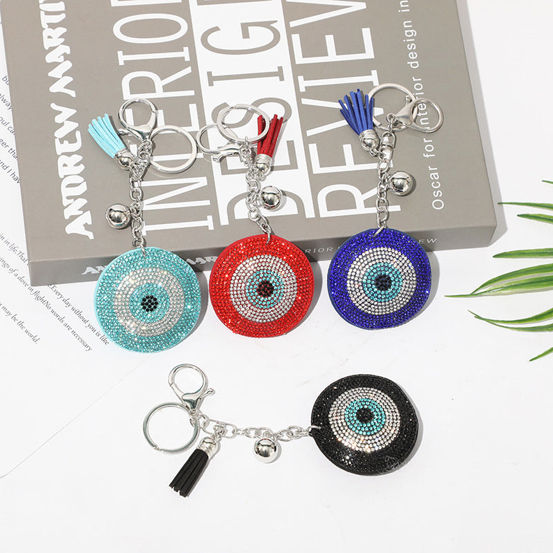 Wholesale 12pcs Diamond Devil Evil Eye Keychain Bag Tassel Pendant Key