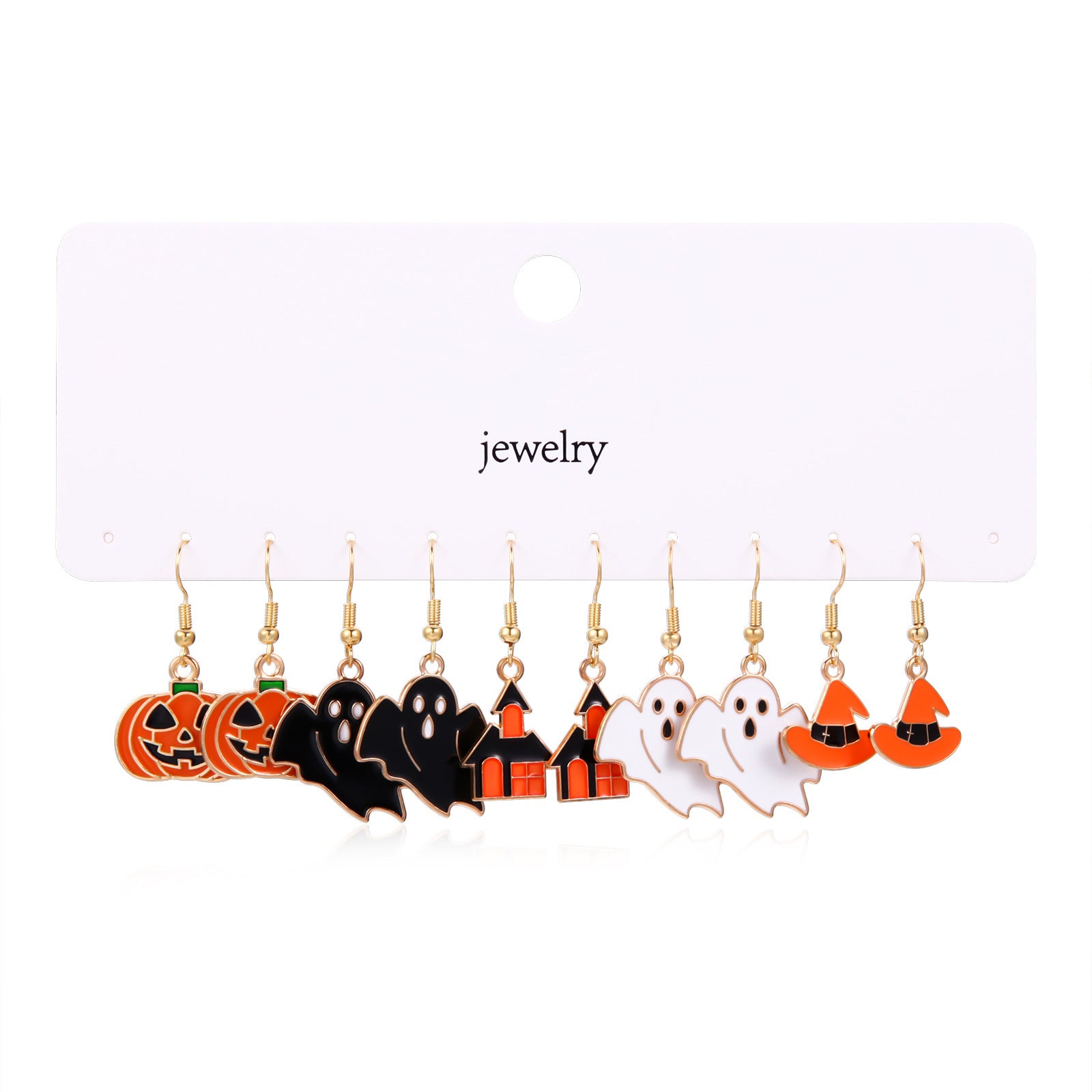 Wholesale Zinc Alloy  Earring Set With Dripping Oil Pumpkin Skull Design Party Wear Fashion Accessory