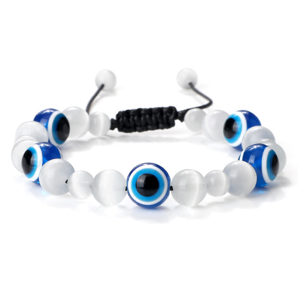 Wholesale  Jewelry Accessories 10mm Volcanic Rock Bracelet Turkey Devil' s Eye Beaded Hand Rope Adjustable