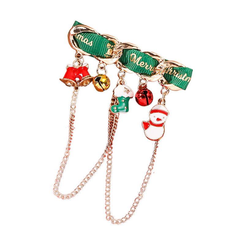 Wholesale Christmas Couple Sweater Brooch Pin With Snowman Bell And Snowflake Green Hat Design Alloy Fashion Accessory For Gift Resale