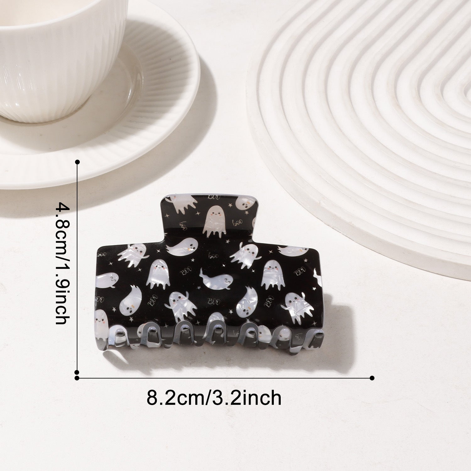 Wholesale  Ghost  Skeleton Print Acrylic Shark Clip For Women Trendy Party Hair Accessory