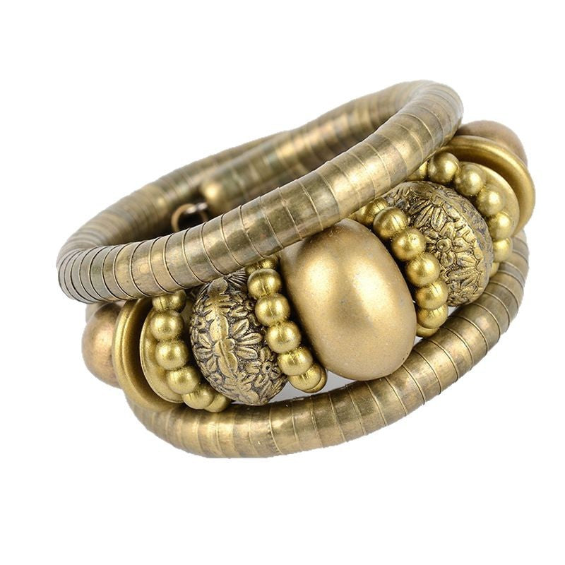 Wholesale  three-circle personality spacer retro beaded Bohemian multi-layer bracelet