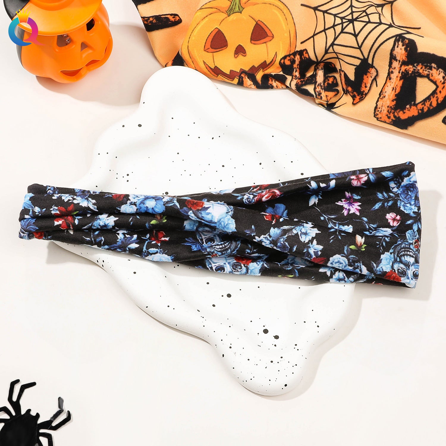 Wholesale Cross Border Halloween Skeleton Ghost Face Wash Hair Bands Scary Flat Cross Hair Ties