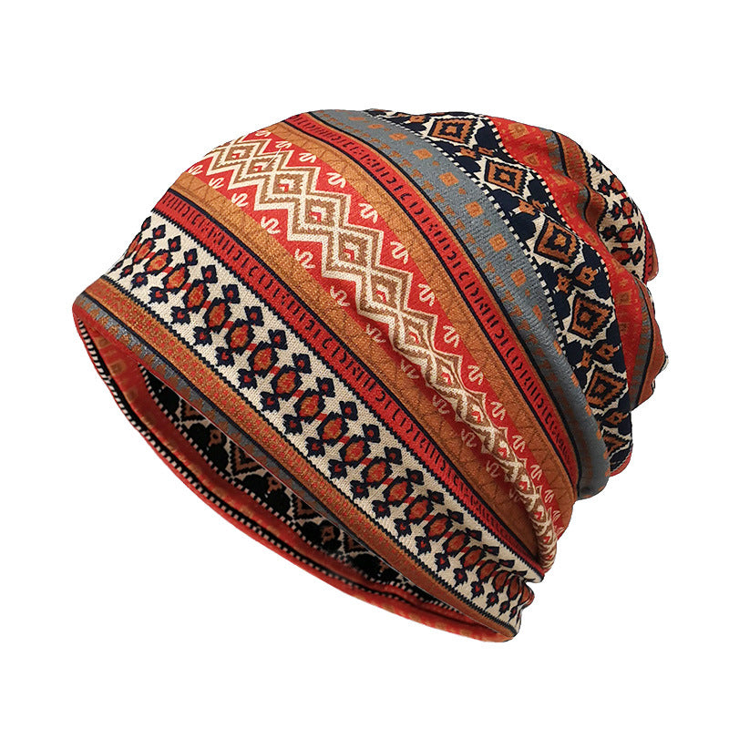 Wholesale Bohemian Style Pile Hat Scarf Dual Purpose Beanie Hat